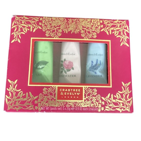 Crabtree & Evelyn Hand Therapy Gift Set Lily Rosewater Lavender Scents  3 x 25g - Picture 1 of 3
